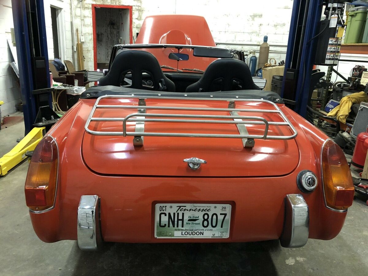 1976 mg midget chevy v6 convertible red rwd manual red black/white interior