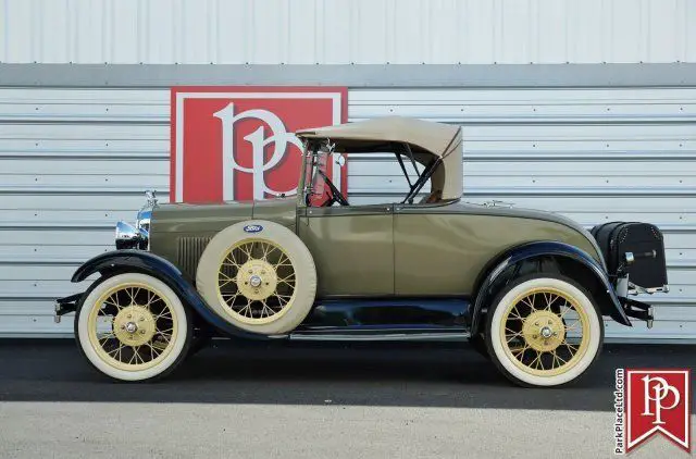 1928 ford model a roadster, vagabond green & black