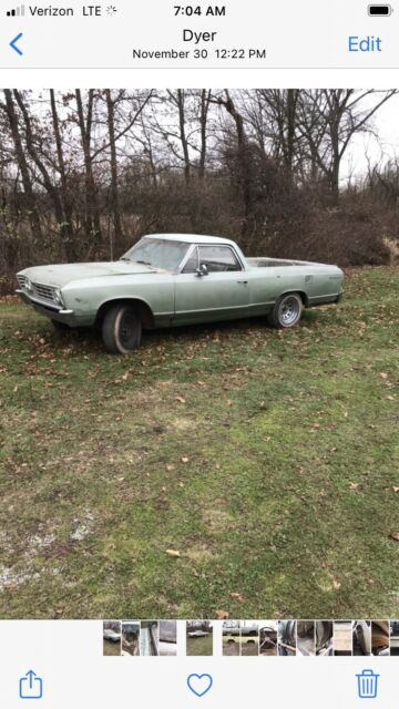 1967 chevrolet el camino pickup green rwd automatic gold