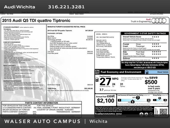 used 2015 audi q5 tdi premium plus wichita, ks 67206 for sale in wichita, kansas
