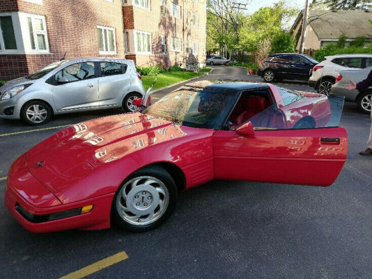 1991 corvette with glass roof low miles red vette