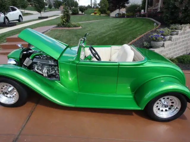 model 'a' hot rod; total custom frame up modified; custom green exterior; 350 ci