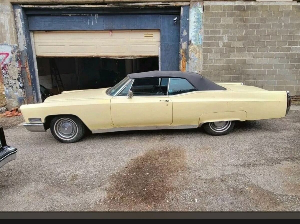 1968 cadillac deville convertible coupe yellow rwd automatic