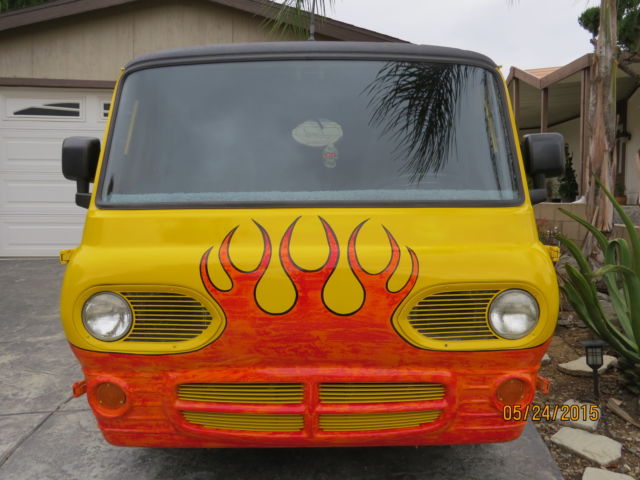 1966 ford econoline (custom) yellow with flame dragon e-142 rated 1 ton