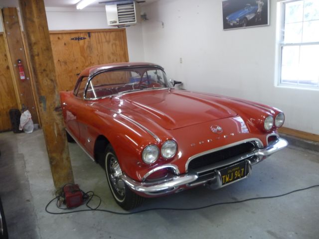 1962 chevrolet corvette roman red/red 2nd owner frame off resto w/documentation