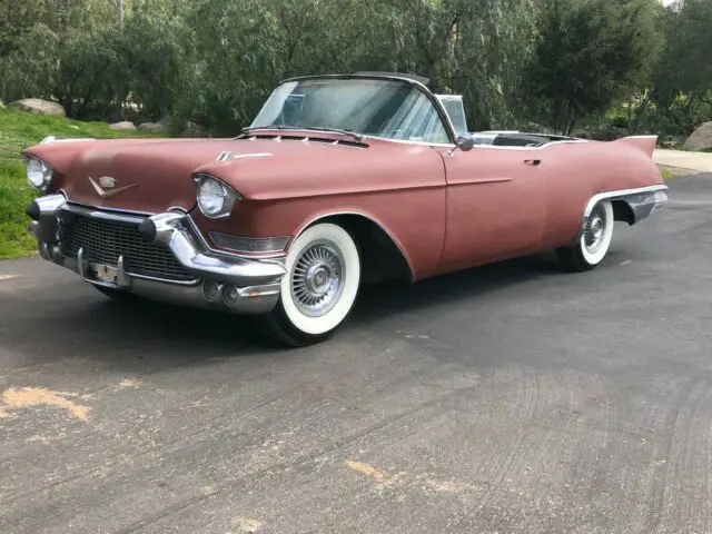 1957 57 cadillac eldorado conv.- runs, dual carbs, sabres, top works, good2build