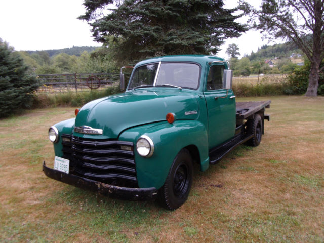 green 1951 chevy truck 3/4 ton 5 window chevrolet 4 speed 6 cylinder