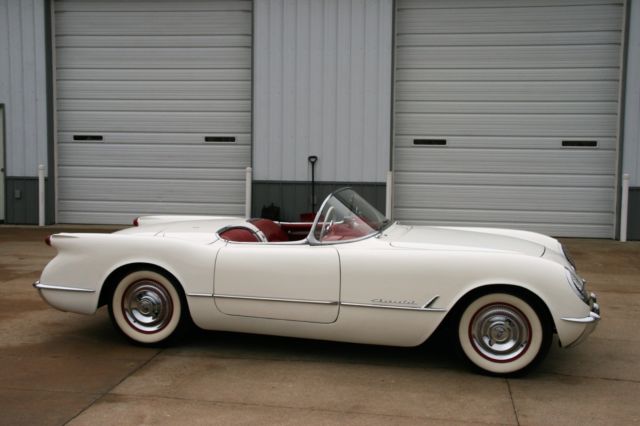 1954 corvette nicely restored numbers matching polo white on red