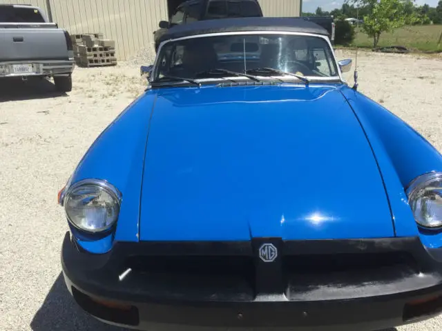 mg mgb blue with black convertible soft top and removable factory hard top