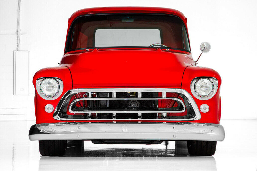 1957 chevrolet pickup 3100 red on red 427ci big block, automatic, chrome