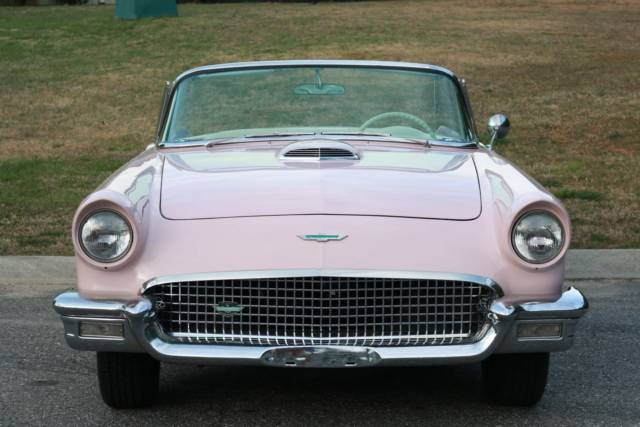 1957 thunderbird roadster,dusk rose/wht,removable hardtop,look/runs/drives exc