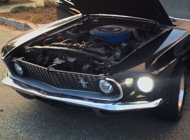 rare! 1969 ford mustang grande coupe 351w black beauty