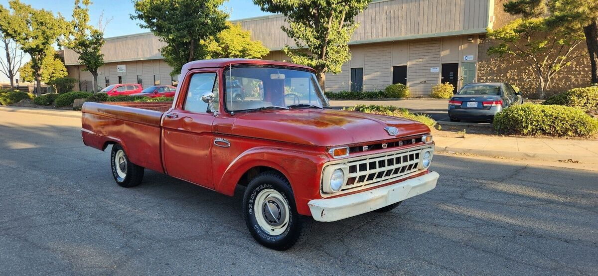1965 ford f100 pickup orange rwd manual long bed