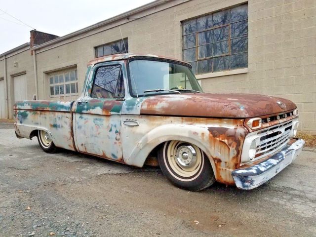 1966 ford f-100 bagged rat rod shop truck modern chassis
