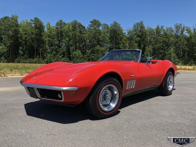 1969 corvette stingray conv rare l-46 350/350hp 4-speed #'s match both tops red