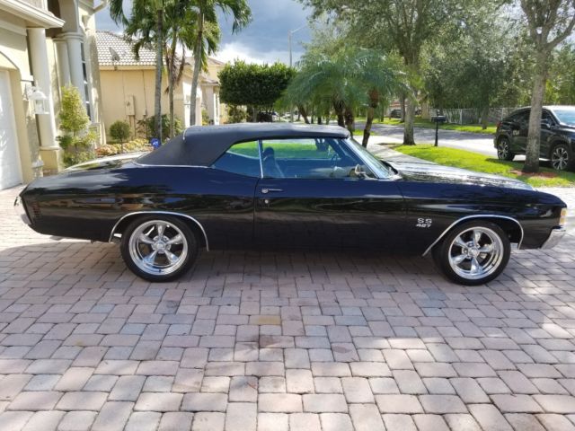 1971 chevrolet chevelle ss convertible, 427 big block, 4 spd, triple black, a/c