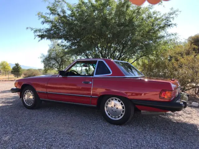 1988 mercedes benz 560sl red on tan with soft top and hard top