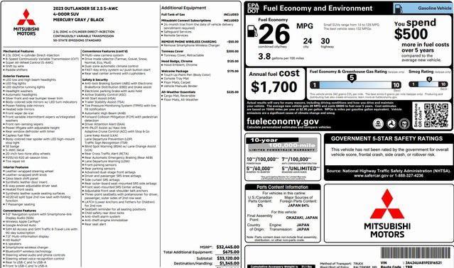 2023 mitsubishi outlander se 2.5 s-awc