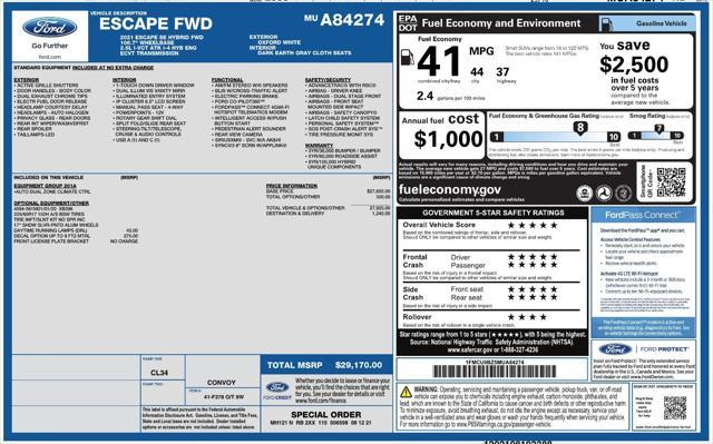 2021 ford escape se