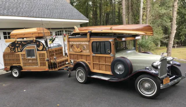 1929 ford model a woody custom build with 2 matching trailers
