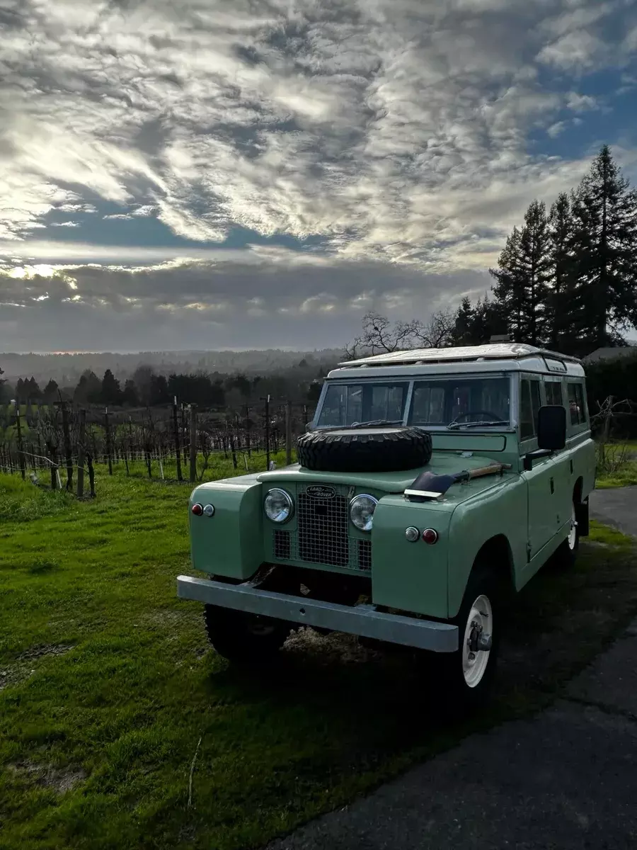 1963 land rover serie ii a 109 green 4wd manual station wagon with tropical roof