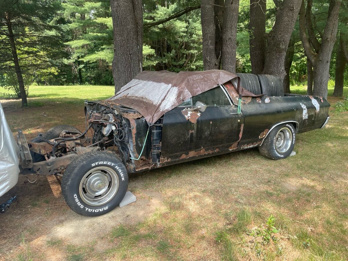 1972 chevrolet el camino pickup black rwd manual ss