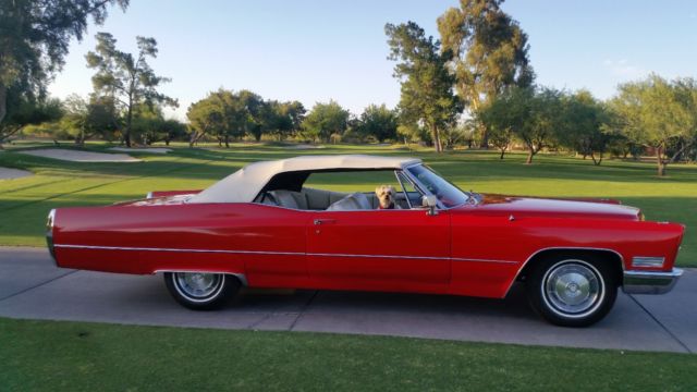 1967 cadillac deville convertible red / white / red white inter. arizona owned