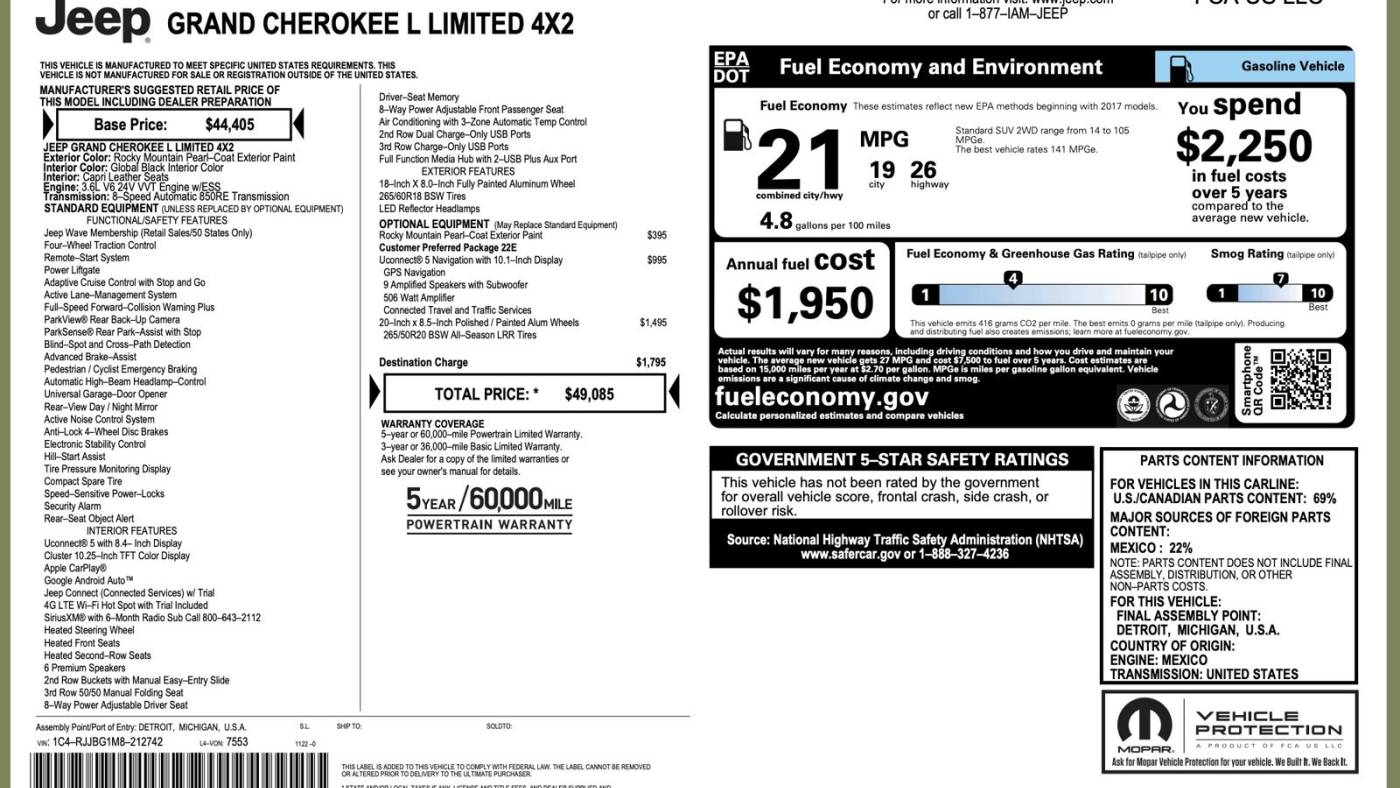 2021 jeep grand cherokee l limited