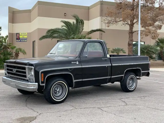 no reserve 1979 chevrolet silverado big 10 shortbed black with red interior
