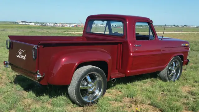 1968 ford f100, burgandy, stepside, wood bed, 351w, auto trans, restomod