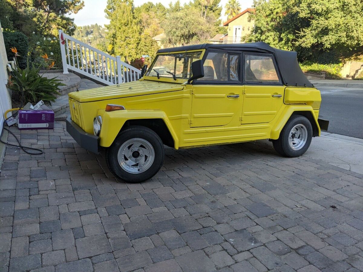 no reserve *** 1974 volkswagen thing convertible yellow rwd manual vinyl black