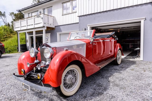1934 rolls royce convertible red with black interior