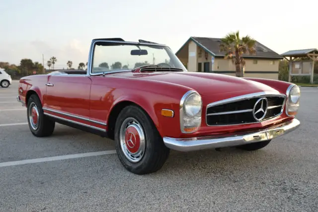 1968 mercedes benz 280sl auto kuhlmeister a/c 568h signal red over black mb tex