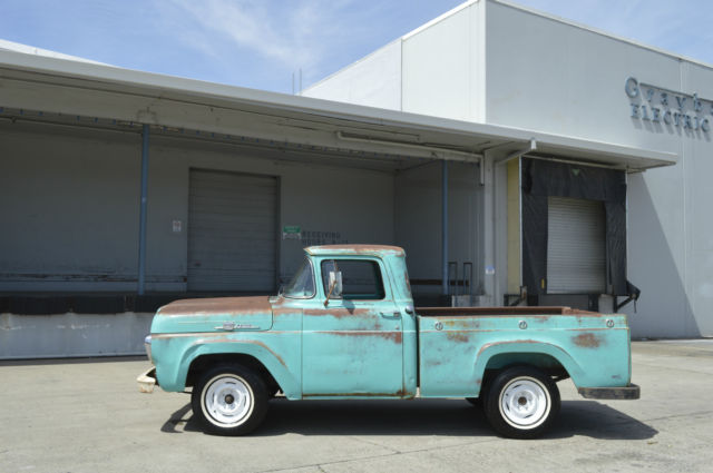 short bed fleetside v8 3 speed patina barn find vtg hauler swb hot rod rat 58 60