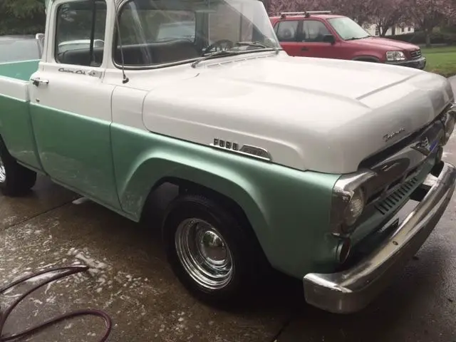 1957 ford f100 styleside short bed v8 stock with large wrap around rear window