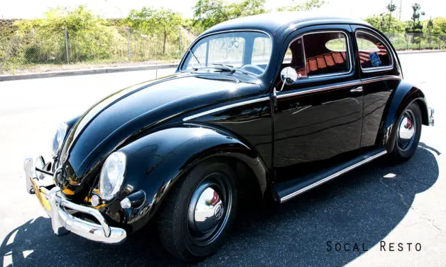 56 vw bug oval - show-car black! 1956 volkwagen beetle 100% restoration