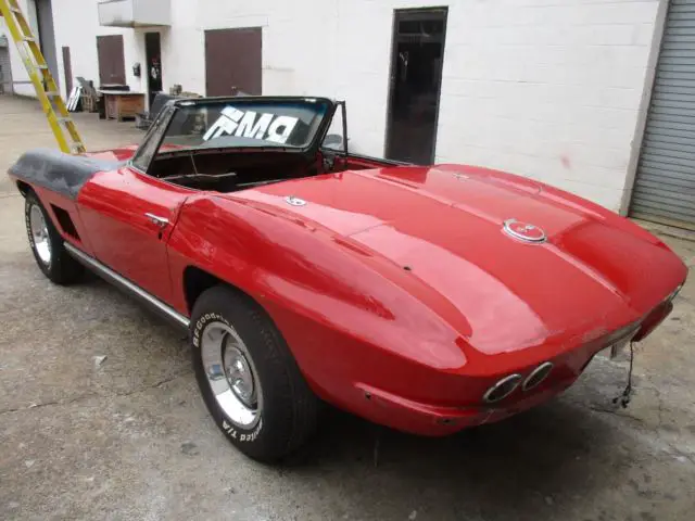1967 corvette sting ray conv body w/doors,hood and deck lid real rally red!!!