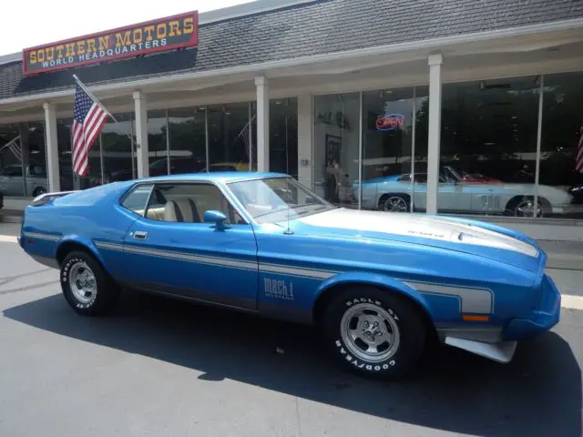 1973 ford mustang mach 1 blue glow matching numbers 351 4 speed car