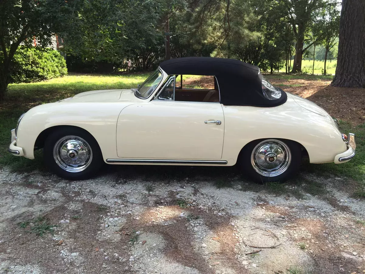 porsche cabriolet 1959 356 champagne yellow leather interior 4 speed tranny