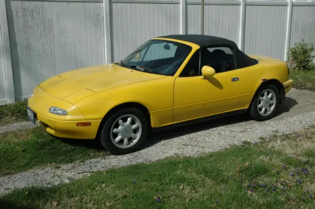 1992 mazda miata mx-5 yellow convertible 5 speed manual