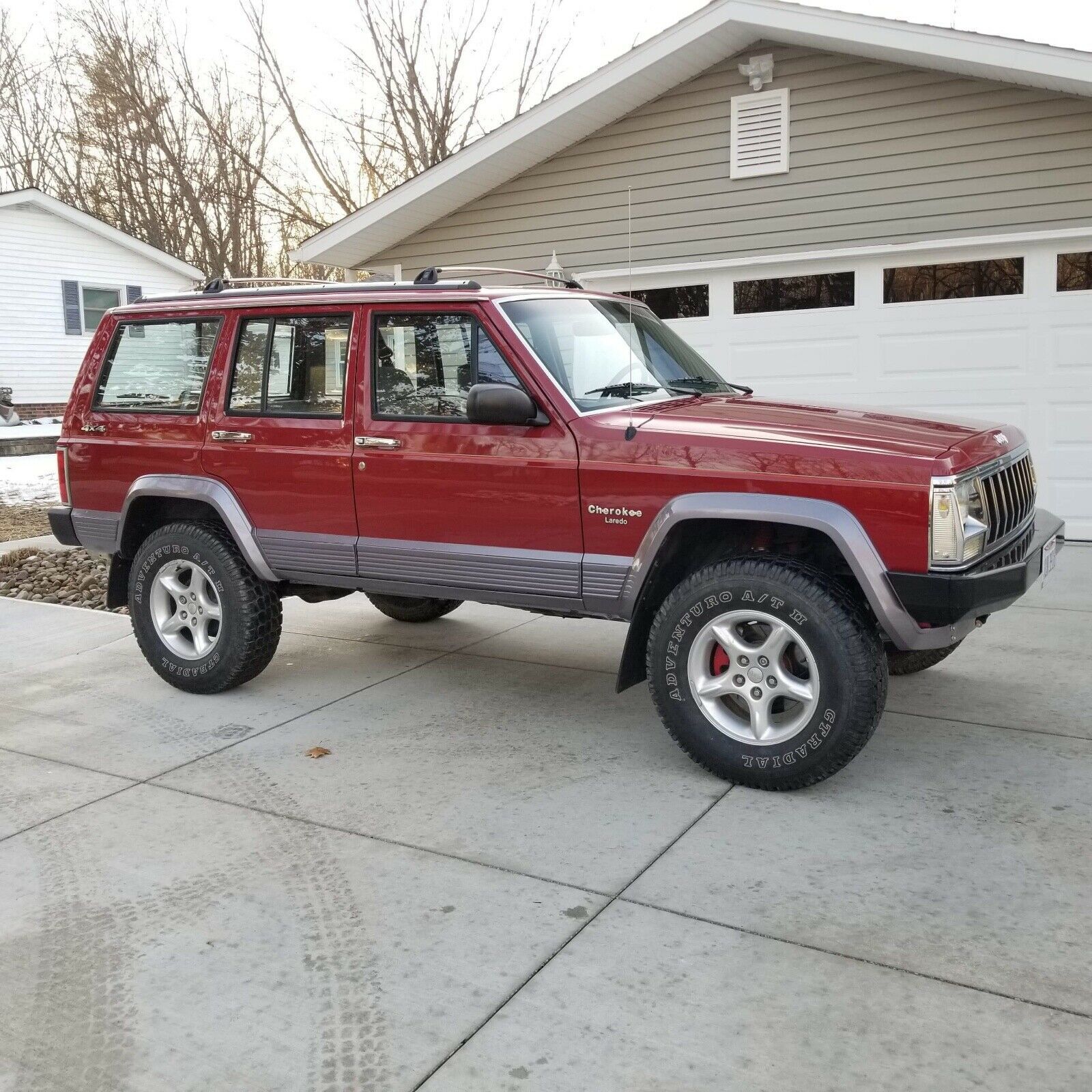 1991 jeep cherokee suv red 4wd manual laredo