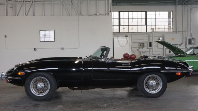 1969 jaguar xke ots convertible black on red