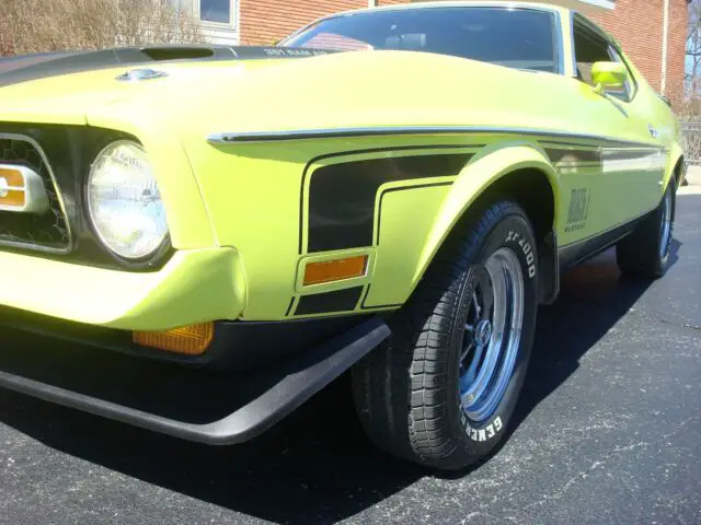1972 mustang mach 1 factory ram air 351 auto, very clean lime green 1 of 179