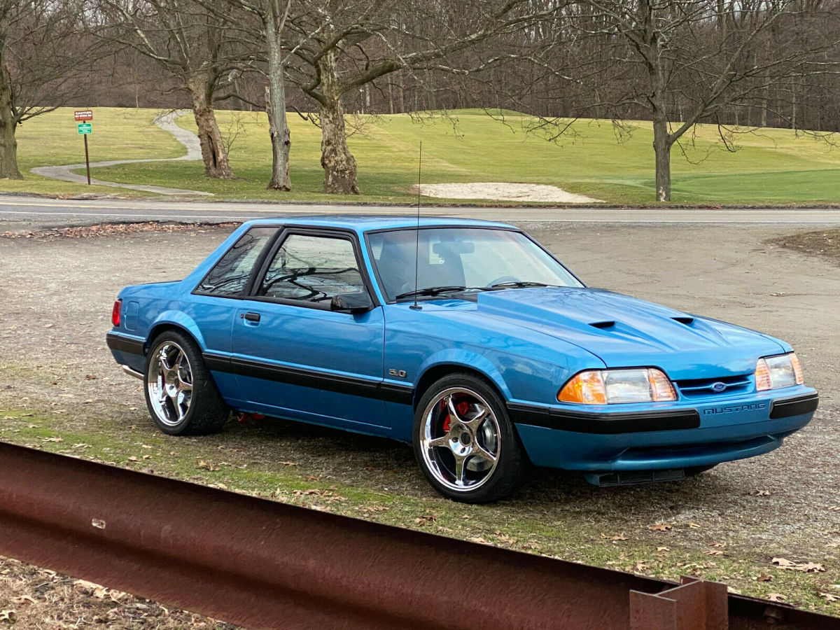 1991 ford mustang lx notchback coupe bimini blue