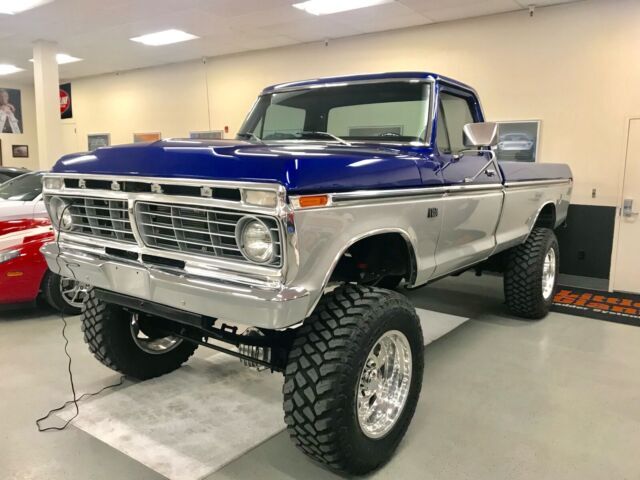 1973 ford f250 pickup blue 4wd automatic 3/4 ton
