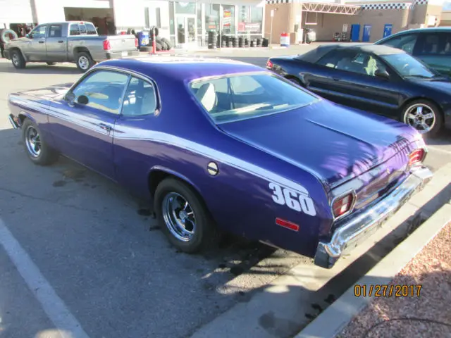 beautiful plum crazy 1974 plymouth duster, 360 4bbl, low reserve, steal this one