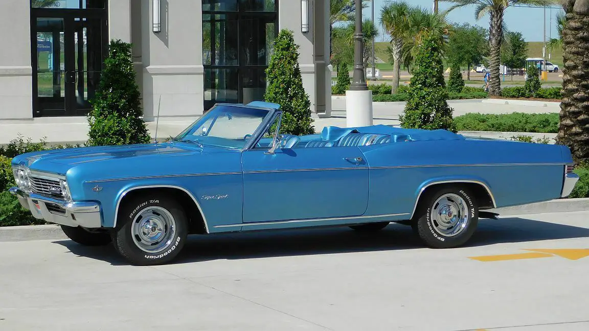 1966 chevrolet impala ss convertible number match 327-4 engine. marina blue