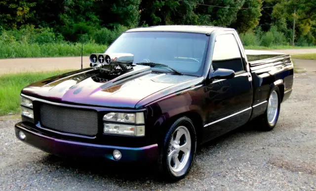 chevy pro street truck & ac 671 sbc supercharger 700r4 fabbed 9" rear back half