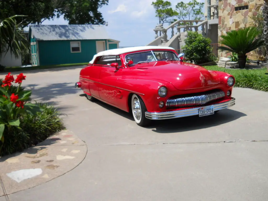 1950 mercury custom convertable 4 door sedan removable top lipstick red