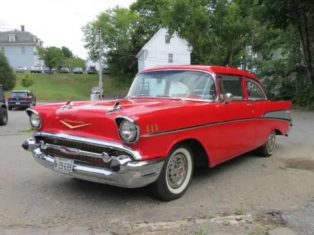 1957 red restored 283 automatic great driver low miles since completion